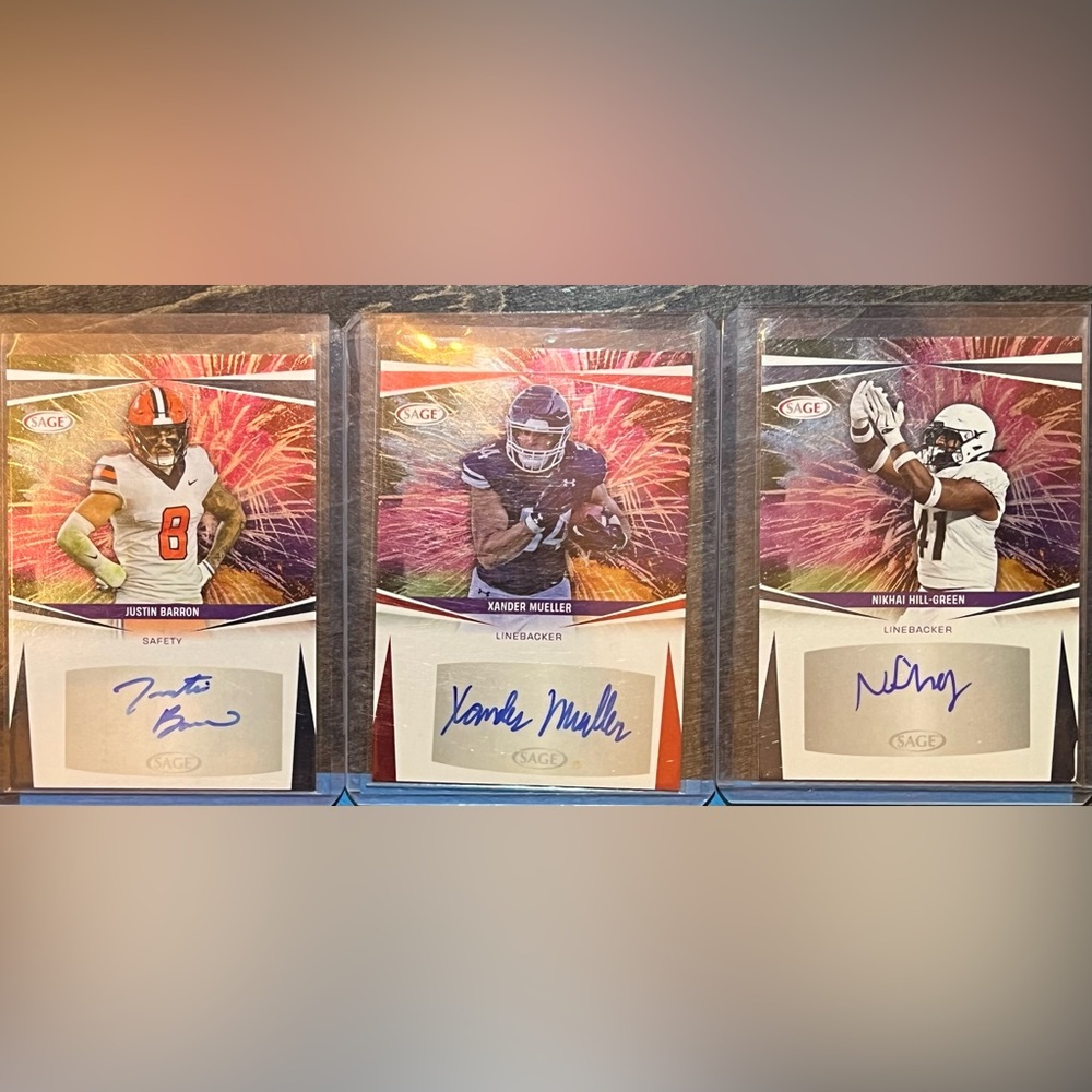 2025 Sage Football 3 card Autograph lot